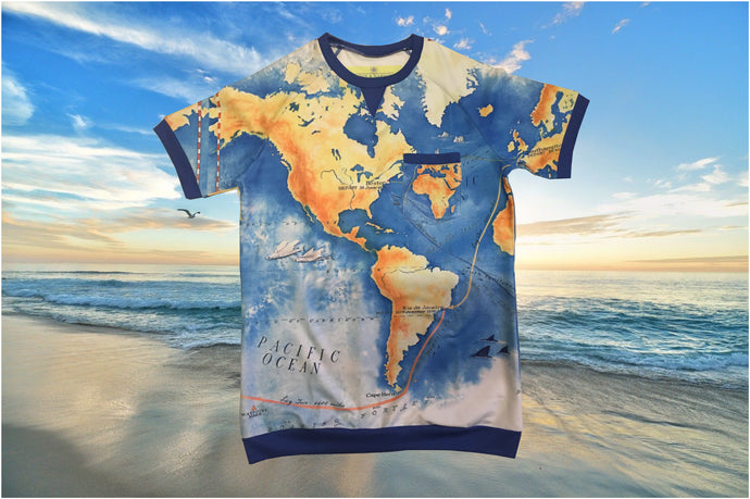 CÕVE & HARBOR “On the Map” Short Sleeve Sweatshirt-Royal - Men